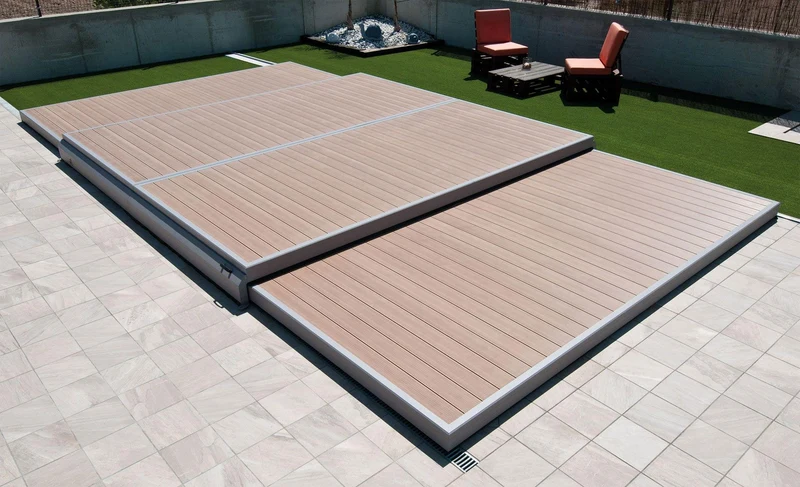Deckwell zwembad afdekking en terras in 1 - Honing - 800 cm x 400 cm