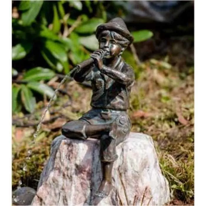 Bronze Flötenspieler sitzend wsp. 43 cm hoch
