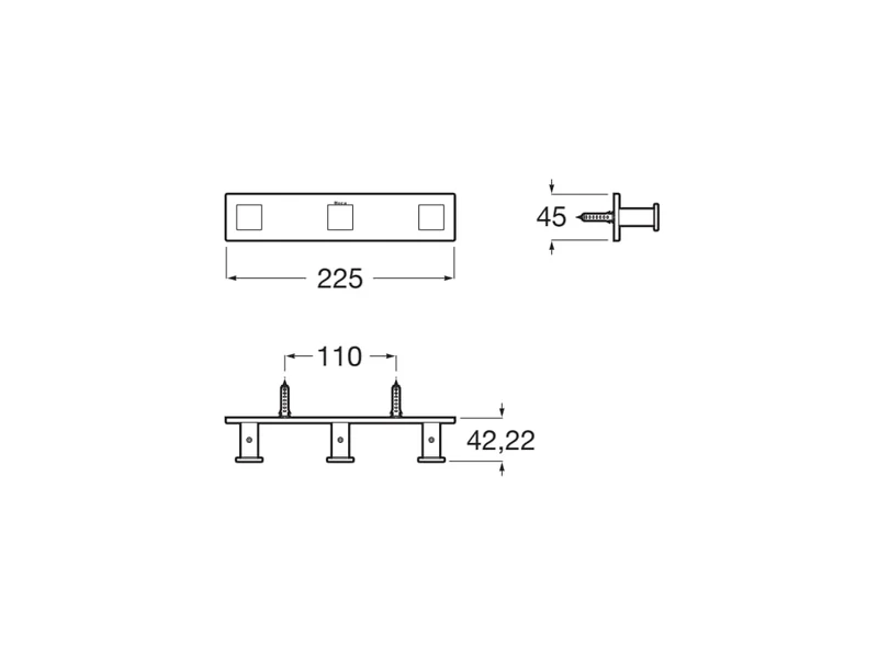 Roca - Percha triple Hotels Square Cromado A817603C00