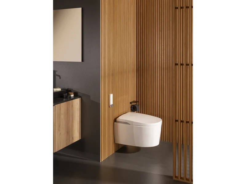 Roca - Portarrollo con repisa Hotels Round Negro Mate A817581C40