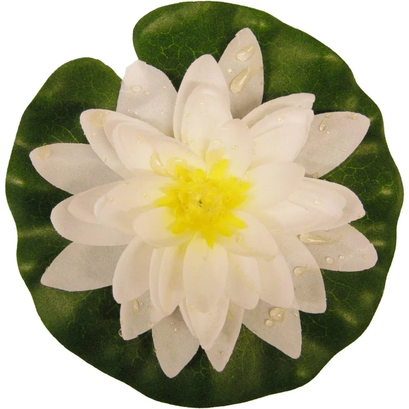 Nénuphar de décoration avec gouttes de pluie - coloris blanc - Ø20 cm
