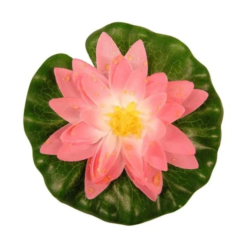 Nénuphar de décoration avec gouttes de pluie - coloris rose - Ø14 cm