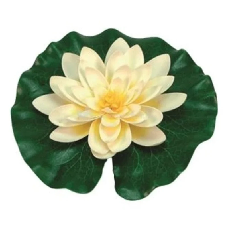 Nénuphar de décoration avec gouttes de pluie - coloris blanc - Ø14 cm