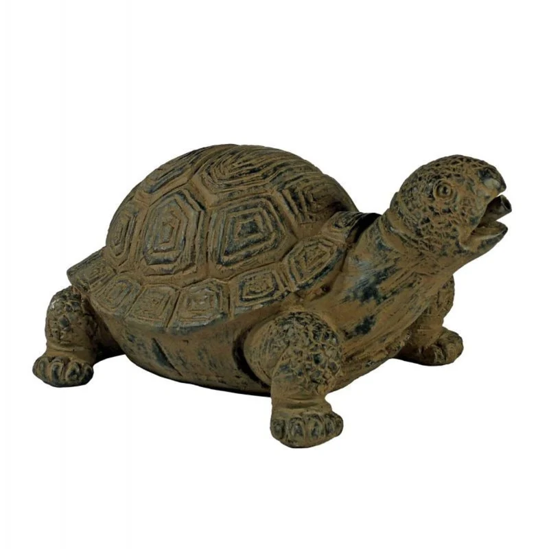 Gargouille "Tortue" - coloris anthracite/bronze, polyrésine, Ø9-13 mm - H14 x 21 x 18 cm