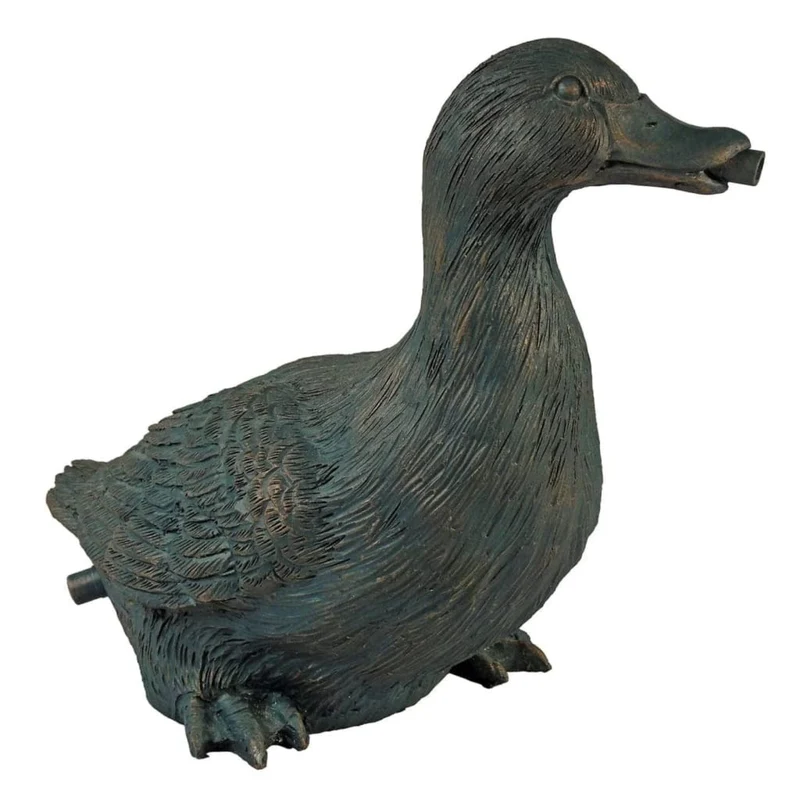Gargouille "Canard" - coloris anthracite/bronze, polyrésine, Ø9-13 mm - H24 x 15 x 29 cm