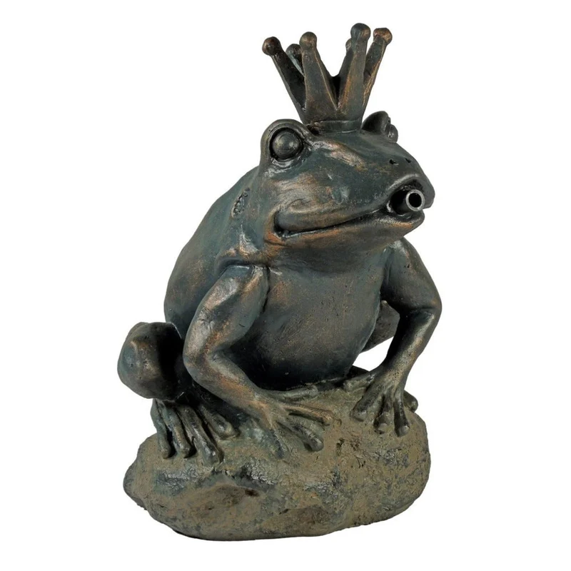 Gargouille "Reine grenouille" - coloris anthracite/bronze, polyrésine, Ø9-13 mm - H27 x 19 x 20 cm