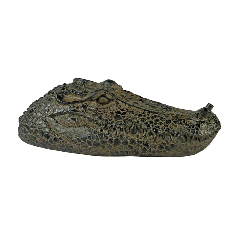 Gargouille flottante "Tête de crocodile" - coloris anthracite/bronze, polyrésine, Ø9-13 mm - H10 x 34 x 16 cm