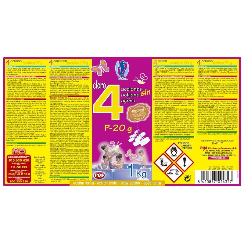 PQS – P-20 1 kg cloro multiacción para piscina