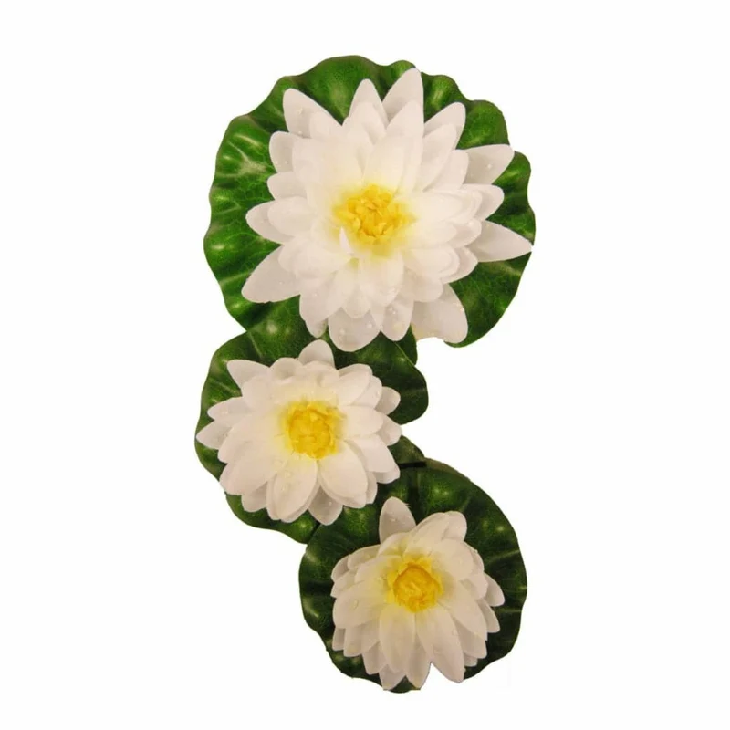 Nénuphar de décoration (Set à 3) - coloris blanc - 2 x Ø9,5 cm + 1 x Ø14 cm