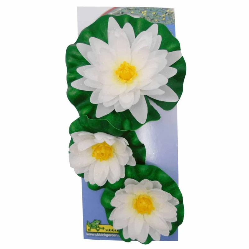 Nénuphar de décoration (Set à 3) - coloris blanc - 2 x Ø9,5 cm + 1 x Ø14 cm