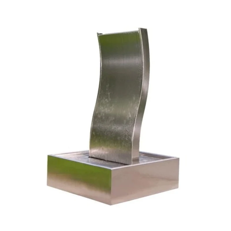 AA GENOVA - cascade Inox 304 de forme ondulée, 3400 l/h, socle H20 x 60 x 60 cm - H100 x 40 x 12 cm