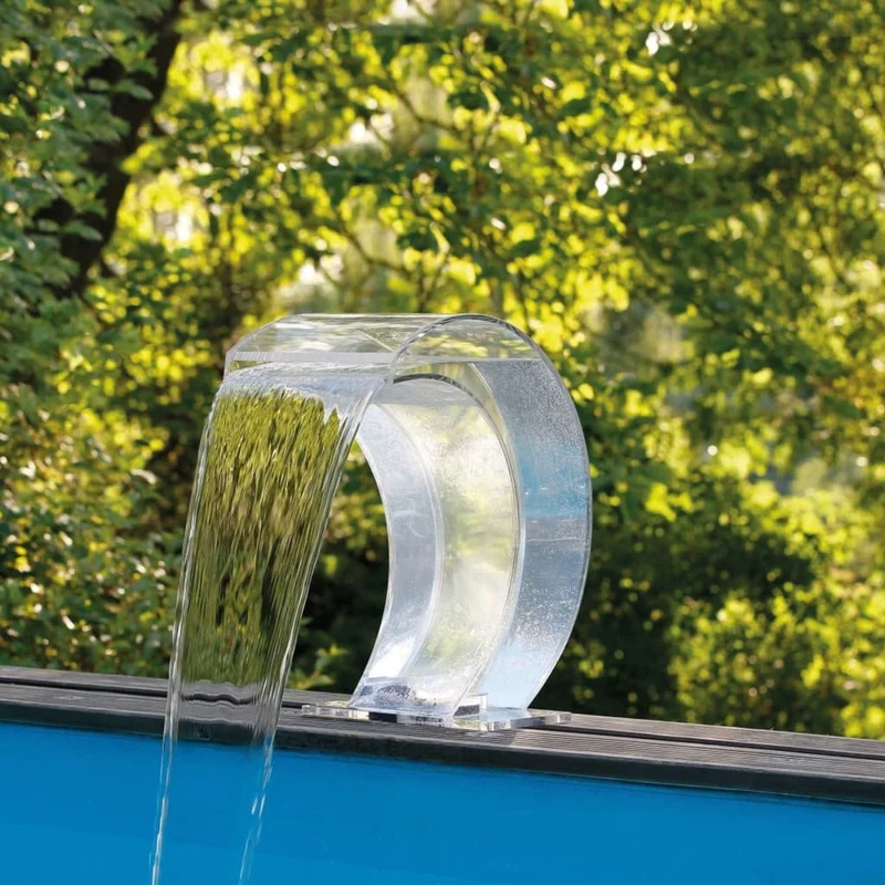 MAMBA® Acrylic LED - cascade Piscine - Acryl 4mm, incl. accessoires de raccordement 1 ½" - LED ring 1x21 blanc froid, transfo AC 12V/DE-06-12W, Lumen 185, EEK A+, 2,5 Watt - H54 x 47,5 x 30 cm