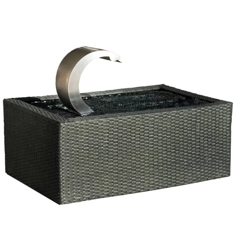 MAMBA® S LED - cascade Etang & Piscine - inox 316L, incl. accessoires de raccordement 1" - LED strip 14 cm 1x9 blanc froid, transfo AC 12V/DE-06-12W, Lumen 60, EEK A+, 1 Watt - H24 x 27,5 x 13,5 cm
