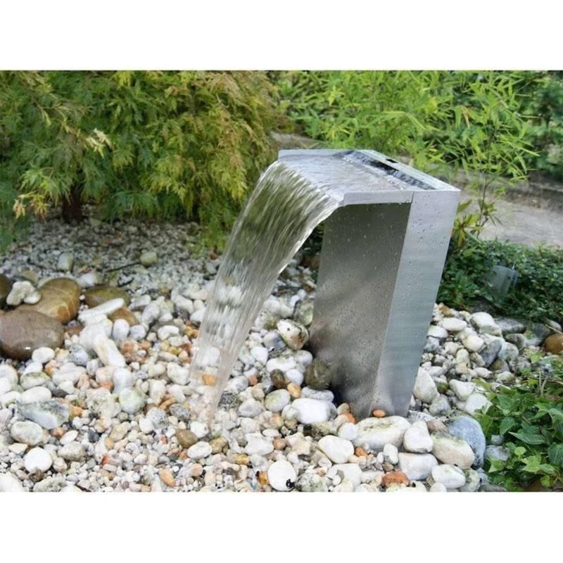 VENEZIA - cascade, inox 304, 3400 l/h, tuyau et acc. de raccordement - LED strip 30 cm 1x20 blanc froid, transfo AC 12V/DE-06-12W, Lumen 180, EEK A+, 2,5 Watt - H50 x 36,5 x 9 cm