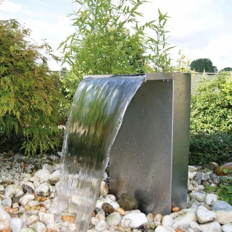 VENEZIA - cascade, inox 304, 3400 l/h, tuyau et acc. de raccordement - LED strip 30 cm 1x20 blanc froid, transfo AC 12V/DE-06-12W, Lumen 180, EEK A+, 2,5 Watt - H50 x 36,5 x 9 cm