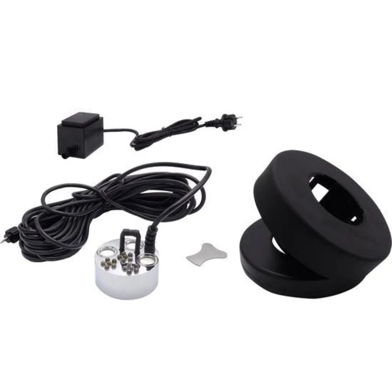 MystMaker Outdoor III-LED - Incl. 3 membranes Ø20 mm, flotteur Ø18 cm - 3x5 LED blanc froid, débit de brume 1200 ml/h, transfo DE-72-24W, 60 Watt - Lumen 3x 25, EEK A+, 3 x 0,5 Watt - H5,5 x Ø6,8 cm
