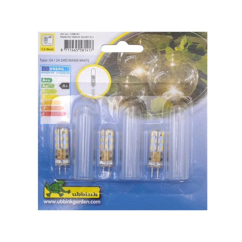 Ampoule de rechange pour MultiBright Float 3 - 3 x G4 24 SMD blanc chaud avec 3 capuchons de protection en verre - Lumen 75, A+, 3 x 1,5 Watt