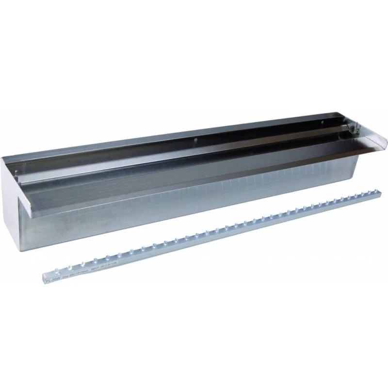 Niagara® 90 LED - lame d'eau - Inox 304 avec raccords filetés Ø25 mm/1" - LED strip 90 cm 1x62 blanc froid, transfo AC 12V/DE-06-12W, Lumen 420, EEK A+, 7 Watt - H10 x 90 x 12,5 cm