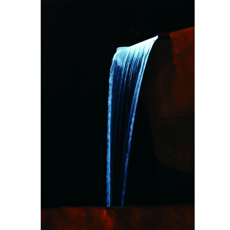 Niagara® 60 LED - lame d'eau - Inox 304 avec raccords filetés Ø25 mm/1" - LED strip 60 cm 1x35 blanc froid, transfo AC 12V/DE-06-12W, Lumen 240, EEK A+, 4 Watt - H10 x 60 x 12,5 cm