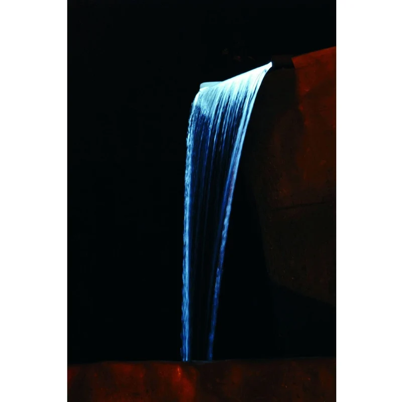 Niagara® 30 LED - lame d'eau - Inox 304 avec raccords filetés Ø25 mm/1" - LED strip 30 cm 1x20 blanc froid, transfo AC 12V/DE-06-12W, Lumen 180, EEK A+, 2,5 Watt - H10 x 30 x 12,5 cm