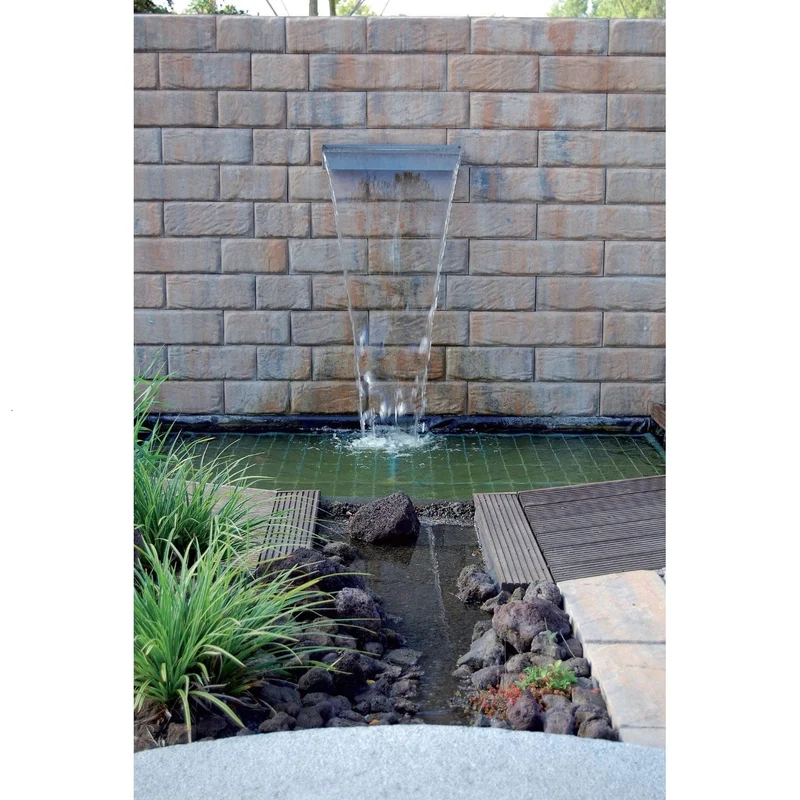 Niagara® 30 LED - lame d'eau - Inox 304 avec raccords filetés Ø25 mm/1" - LED strip 30 cm 1x20 blanc froid, transfo AC 12V/DE-06-12W, Lumen 180, EEK A+, 2,5 Watt - H10 x 30 x 12,5 cm