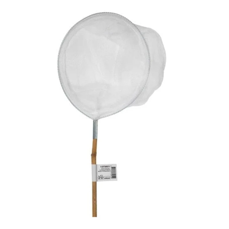 PondNets - épuisette de bassin avec manche en bambou, grandes mailles blanches - L150 cm