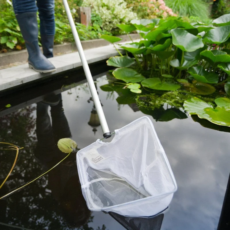 PondNets - épuisette de bassin avec manche en aluminium, fines mailles blanches - L100 cm