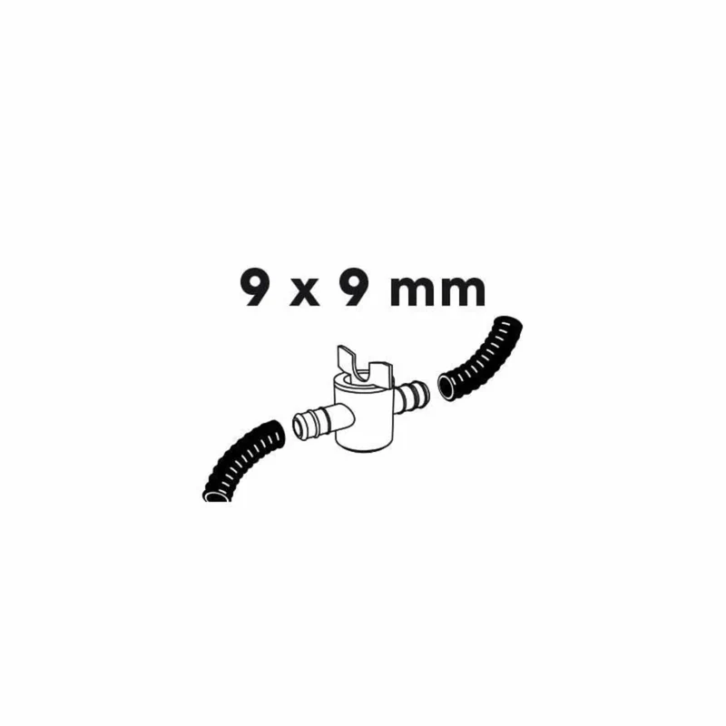 Robinet à à about porte-caoutchouc, 2 x Ø mm - Ø9 x Ø9 mm