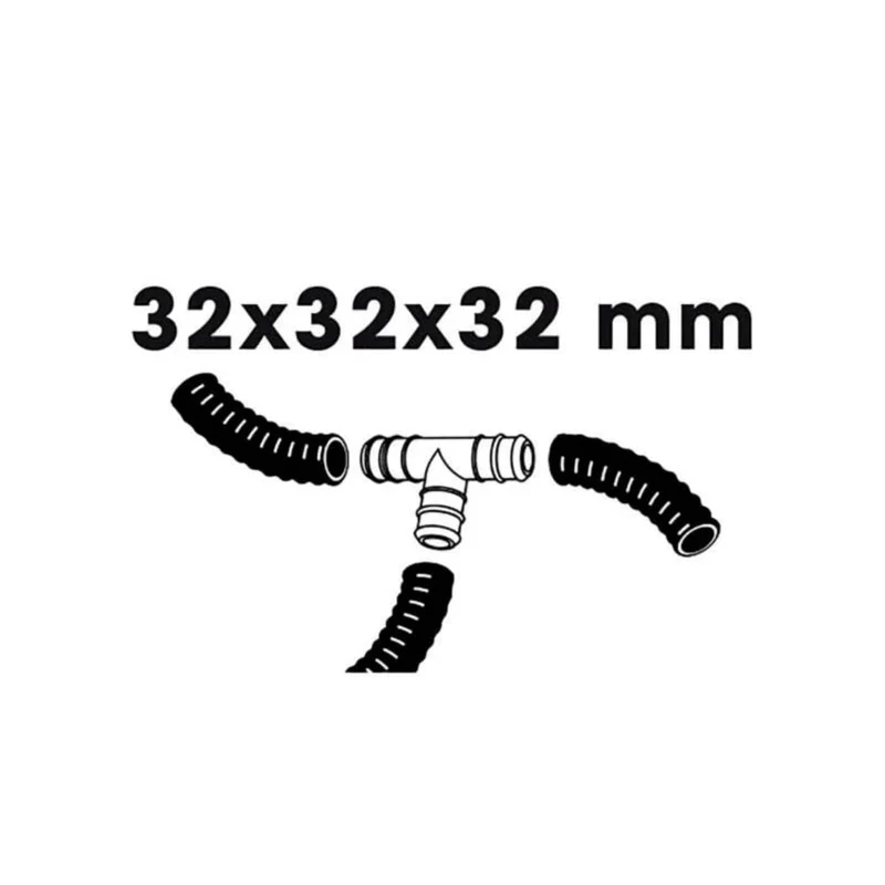 Raccord de tuyaux, dérivation pièce en T, 3 x - Ø32 (1¼") x Ø32 (1¼") x Ø32 (1¼") mm