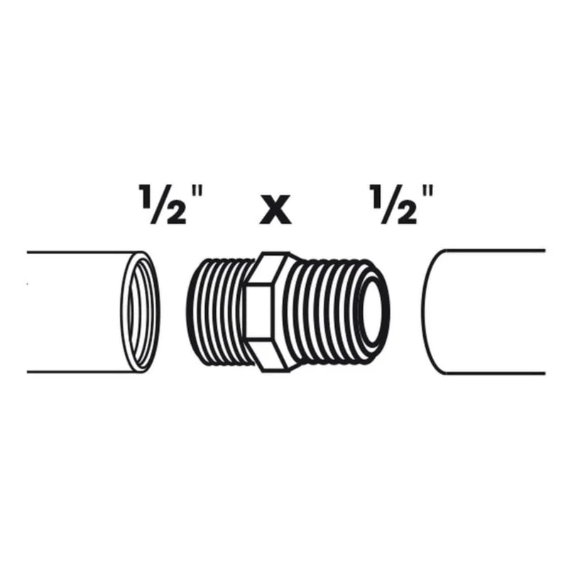 Mamelon double 2 x filetage mâle/mâle - Ø13 (½") x Ø13 (½") mm