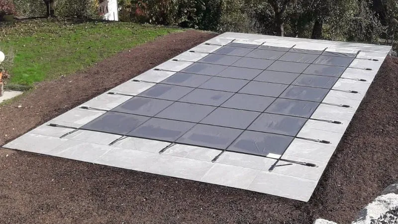 Veiligheid Winterzeil Grijs voor een Rechthoek zwembad 1000 cm x 600 cm
