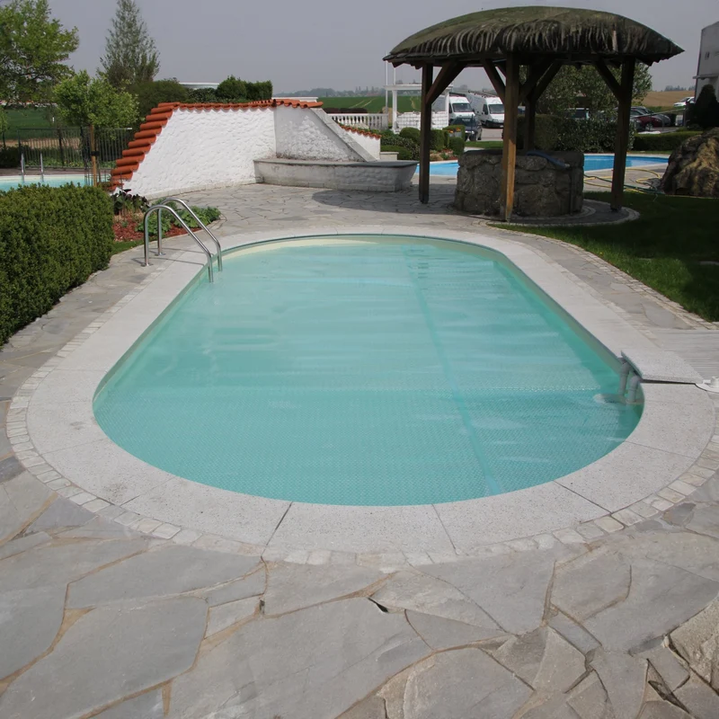 Zwembadzeil noppenfolie Lichtblauw voor ovaal zwembad 486 cm x 250 cm