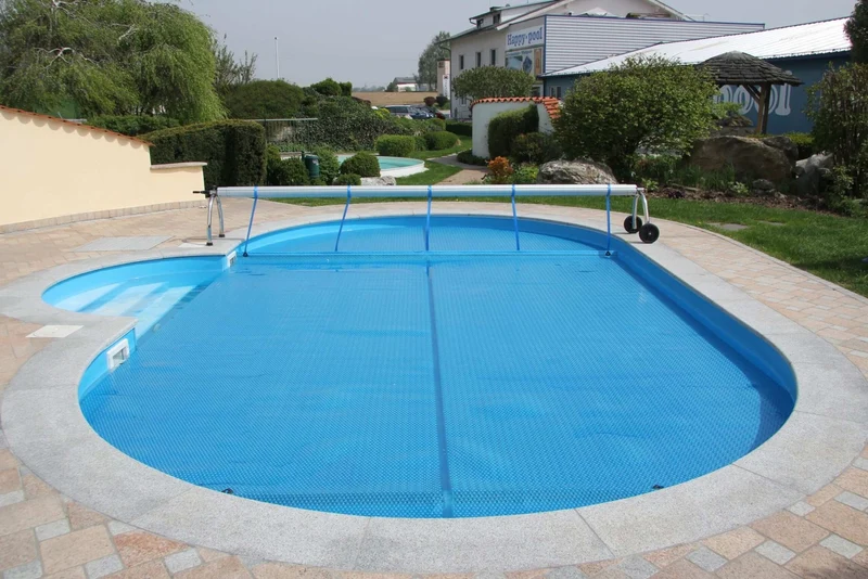 Zwembadzeil noppenfolie Donkerblauw voor ovaal zwembad 820 cm x 420 cm