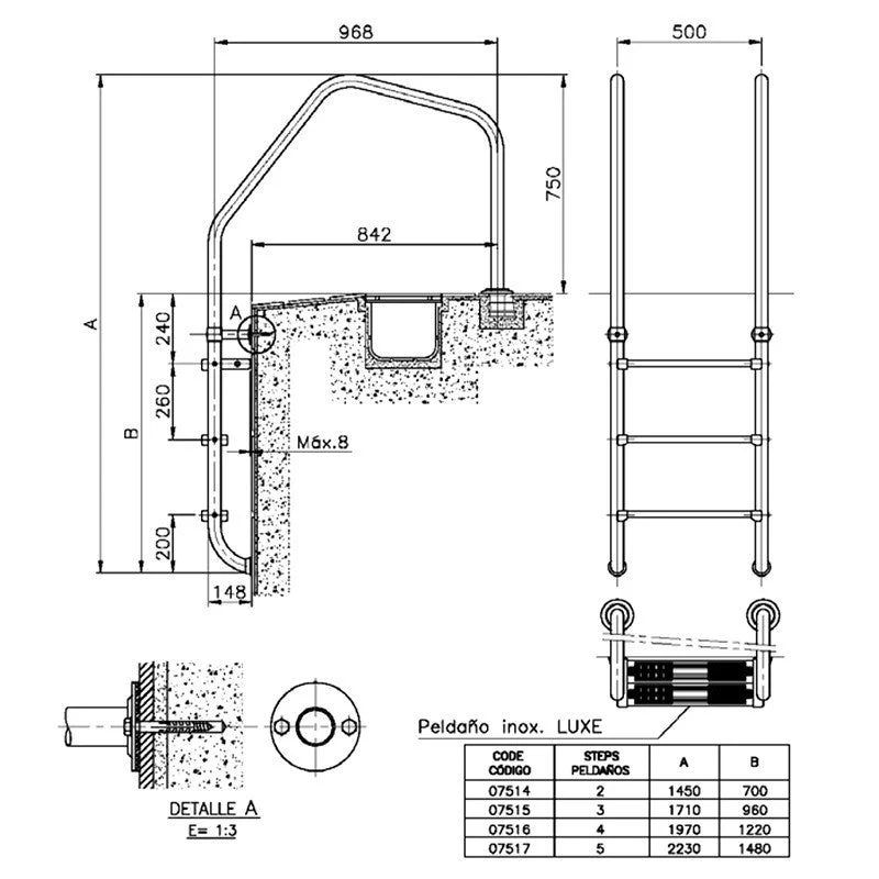 Astralpool Escalera modelo 1000 para piscina