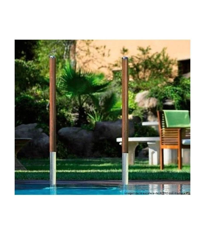 Astralpool Escalera inox madera Elegance para piscina