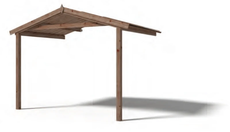 Telhado e varanda Riga para abrigo em madeira castanha 300 x 200 cm