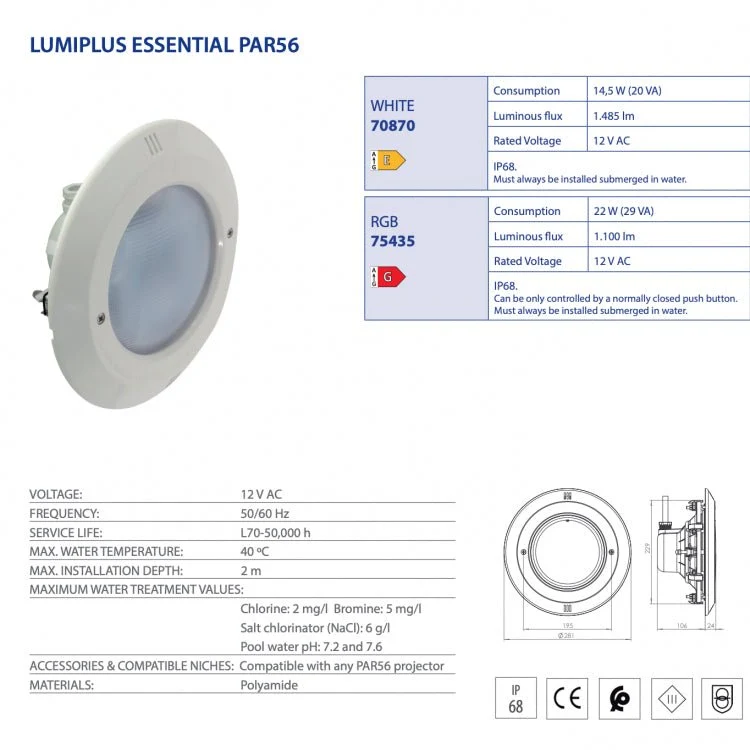 Astralpool - Proyector LED LumiPlus Essential PAR56